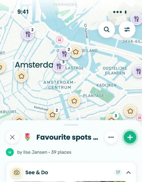 Hikes Madeira by Ilse Jansen as a map with places in the Stippl app